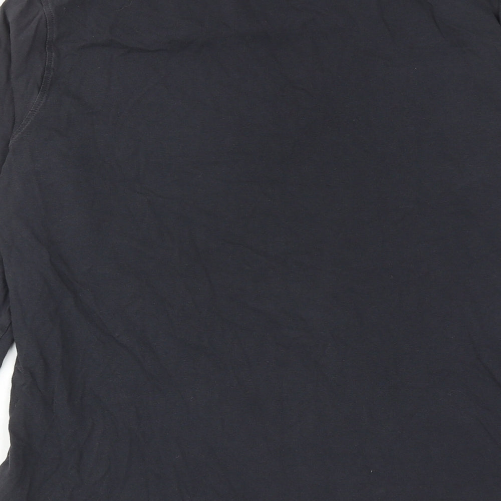 Marks and Spencer Boys Black Cotton Basic T-Shirt Size 15-16 Years Round Neck Pullover
