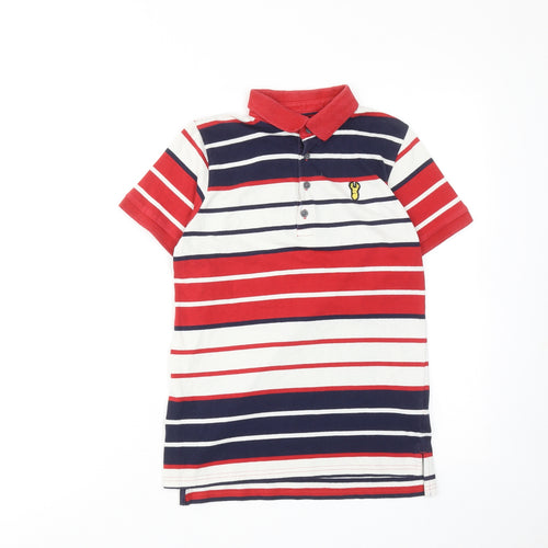 NEXT Boys Multicoloured Striped Cotton Basic Polo Size 11 Years Collared Button