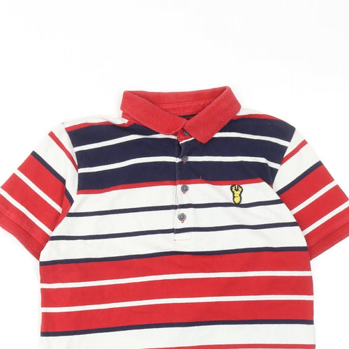NEXT Boys Multicoloured Striped Cotton Basic Polo Size 11 Years Collared Button
