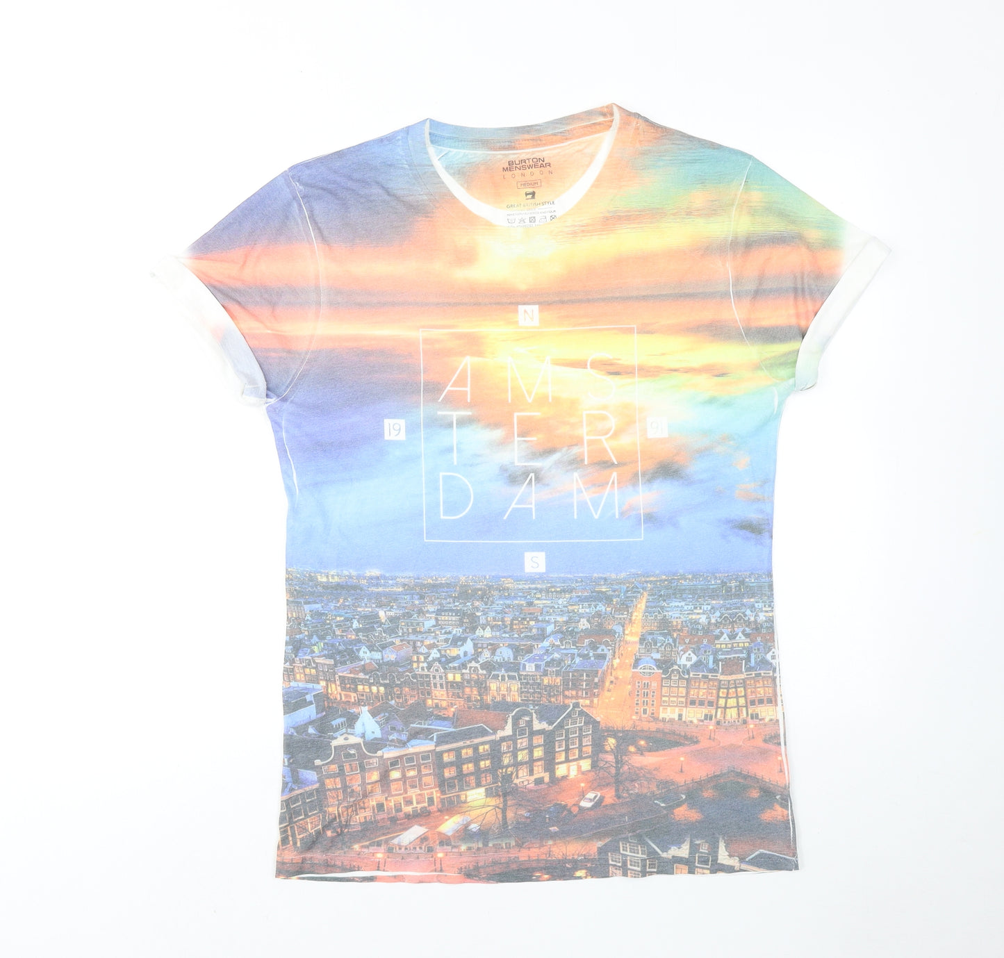 Burton Mens Multicoloured Polyester T-Shirt Size M Round Neck - Amsterdam