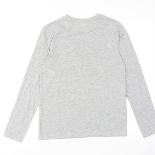 Marks and Spencer Boys Grey Cotton Basic T-Shirt Size 13-14 Years Round Neck Pullover - One Team