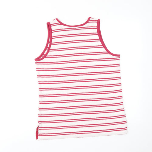 Marks and Spencer Womens Pink Striped Cotton Basic Tank Size 12 Round Neck