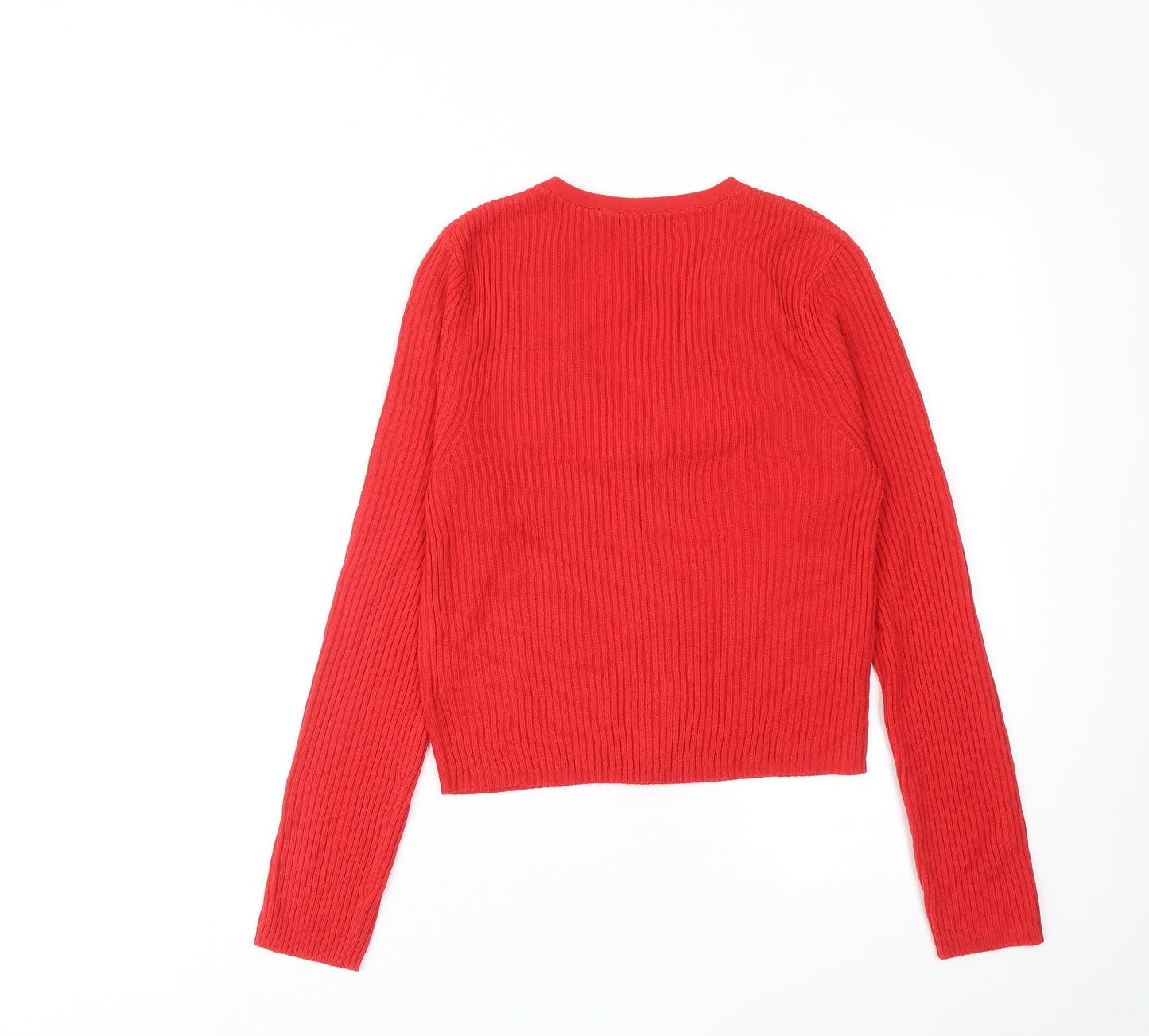 Brave Soul Womens Red V-Neck Acrylic Cardigan Jumper Size L