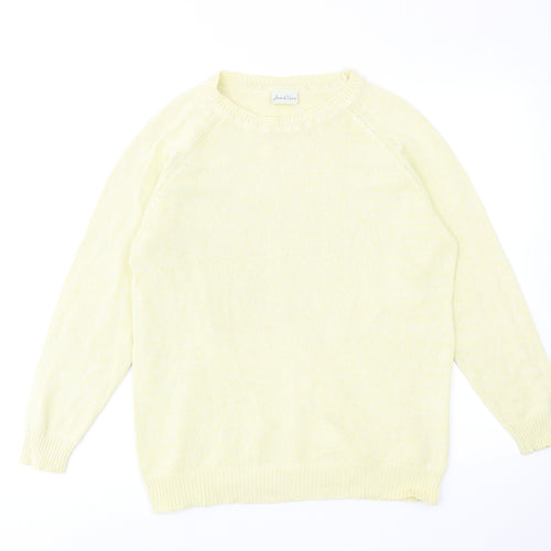 Joie De Vivre Womens Yellow Round Neck Cotton Pullover Jumper Size M