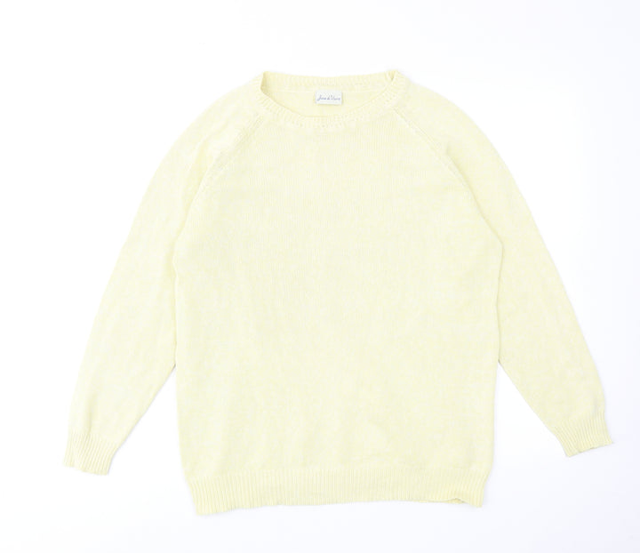 Joie De Vivre Womens Yellow Round Neck Cotton Pullover Jumper Size M