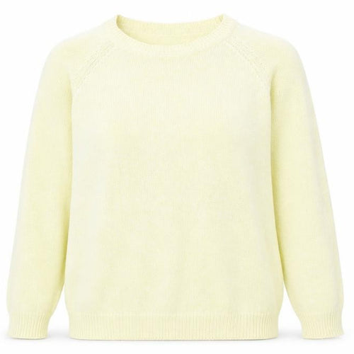 Joie De Vivre Womens Yellow Round Neck Cotton Pullover Jumper Size M