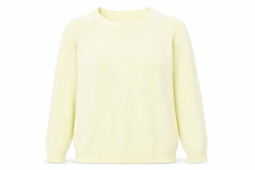 Joie De Vivre Womens Yellow Round Neck Cotton Pullover Jumper Size M