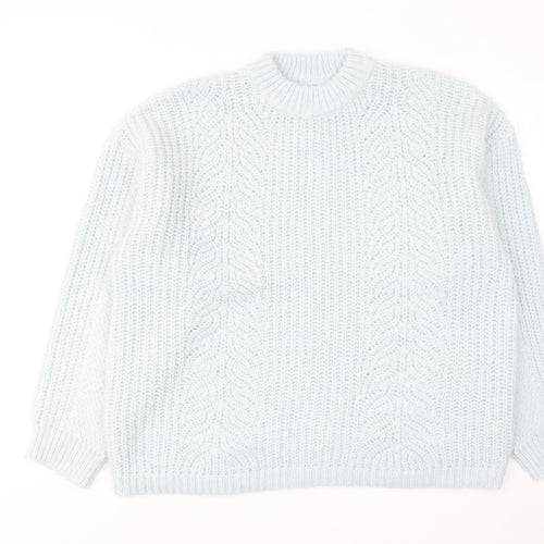 Topshop Womens Blue Round Neck Polyester Pullover Jumper Size L