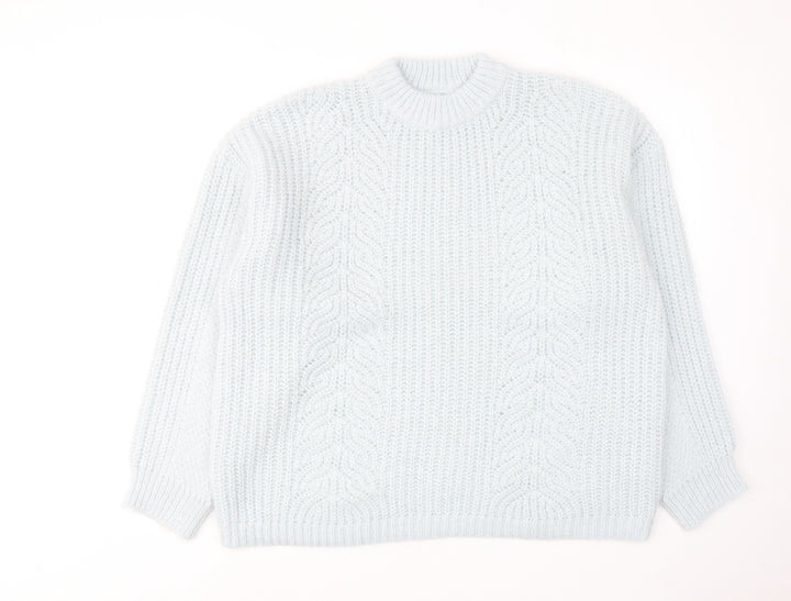 Topshop Womens Blue Round Neck Polyester Pullover Jumper Size L
