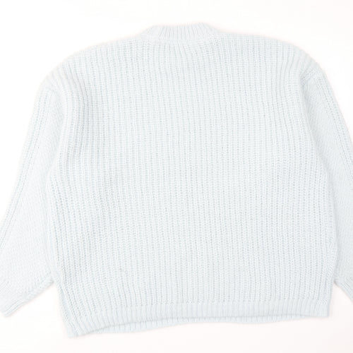 Topshop Womens Blue Round Neck Polyester Pullover Jumper Size L