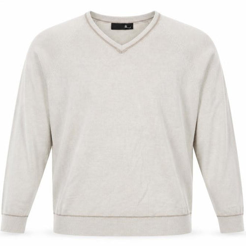 BHS Mens Beige V-Neck Acrylic Pullover Jumper Size XL Long Sleeve
