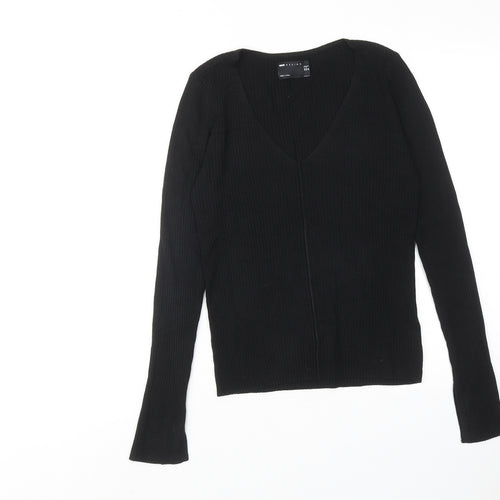 ASOS Womens Black V-Neck Viscose Pullover Jumper Size 12