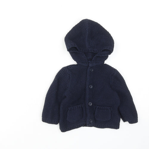 Gap Boys Blue Cotton Cardigan Jumper Size 3-6 Months Button