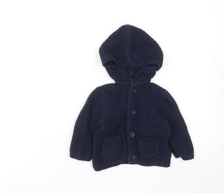 Gap Boys Blue Cotton Cardigan Jumper Size 3-6 Months Button