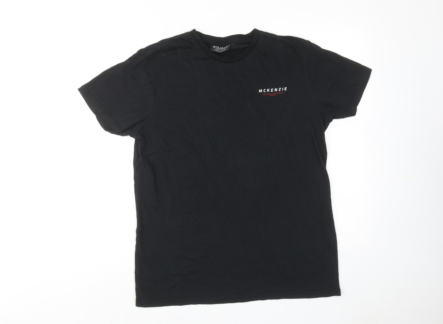 McKenzie Mens Black Cotton T-Shirt Size M Round Neck
