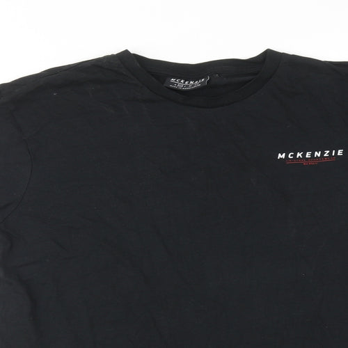 McKenzie Mens Black Cotton T-Shirt Size M Round Neck