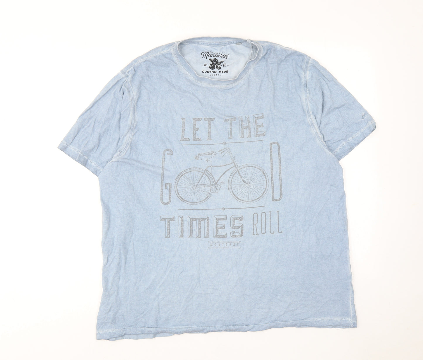 MANTARAY PRODUCTS Mens Blue Cotton T-Shirt Size L Round Neck - Let the good times roll