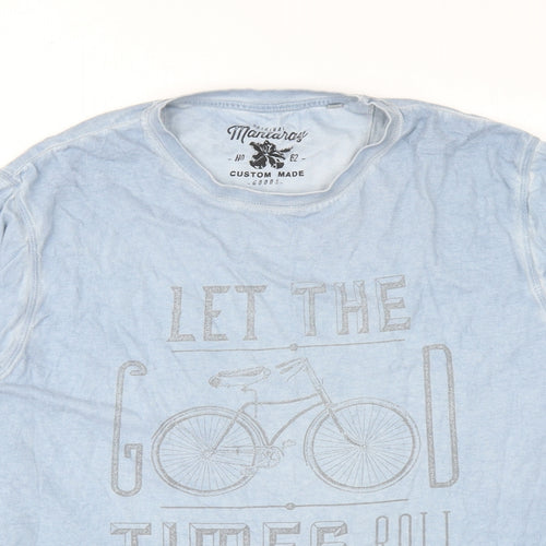 MANTARAY PRODUCTS Mens Blue Cotton T-Shirt Size L Round Neck - Let the good times roll