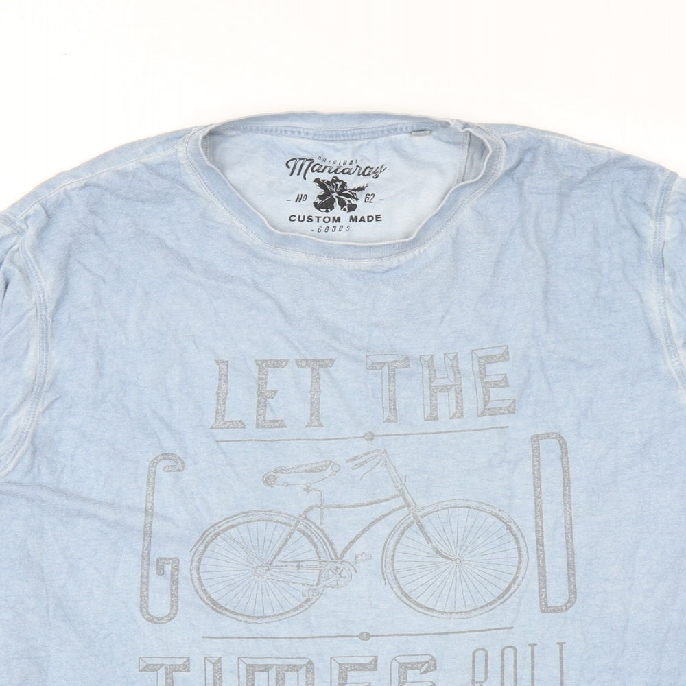 MANTARAY PRODUCTS Mens Blue Cotton T-Shirt Size L Round Neck - Let the good times roll