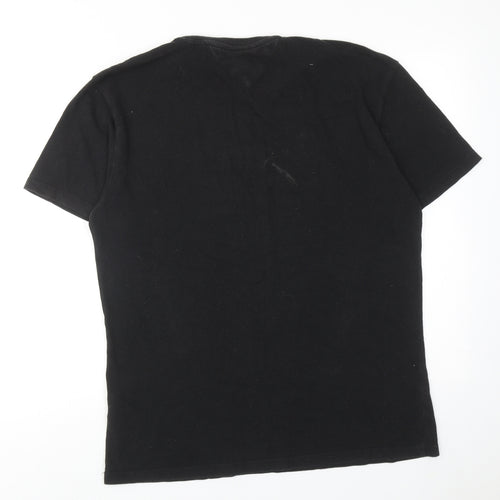 Tommy Jeans Mens Black Cotton T-Shirt Size M Round Neck