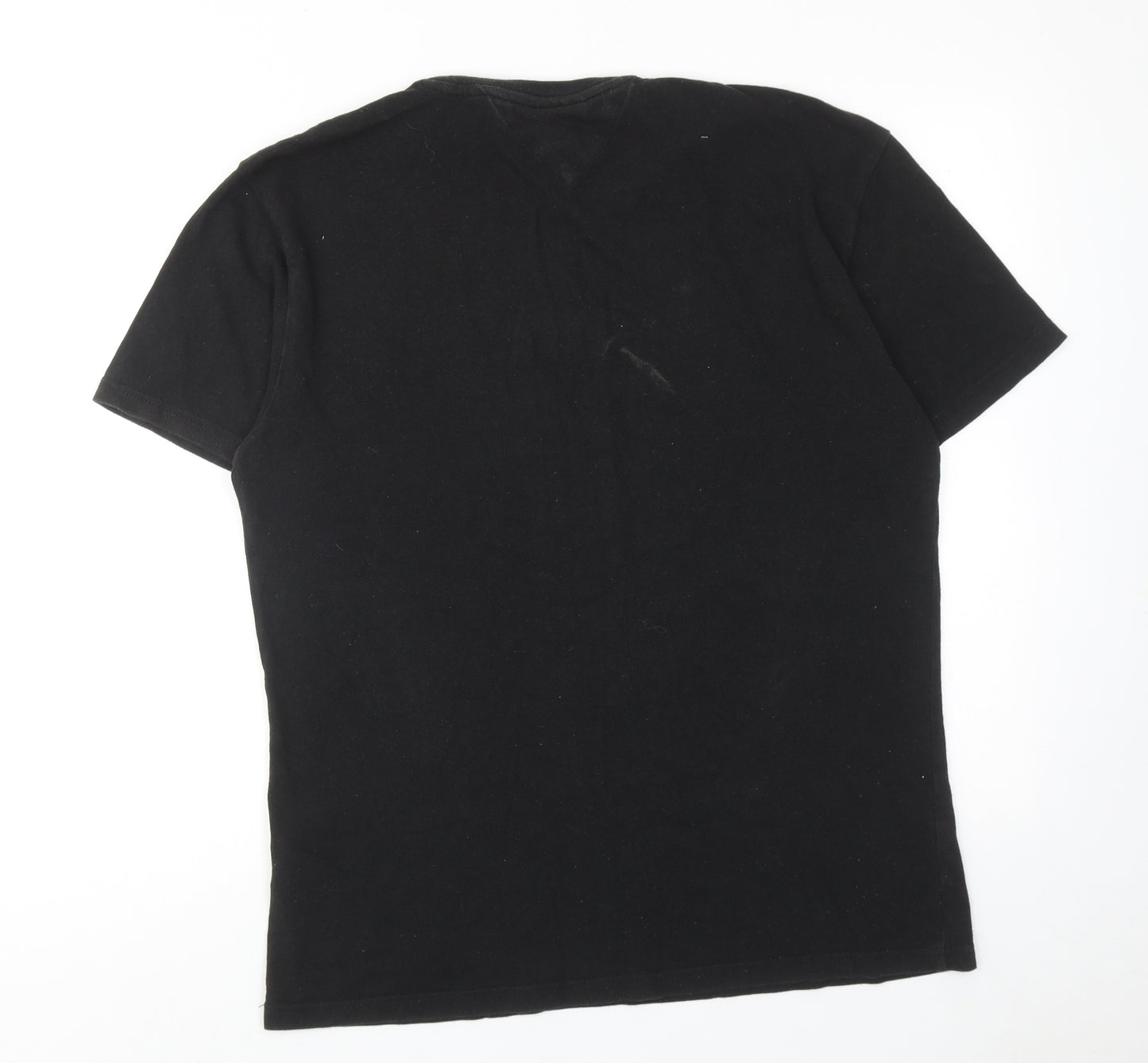 Tommy Jeans Mens Black Cotton T-Shirt Size M Round Neck