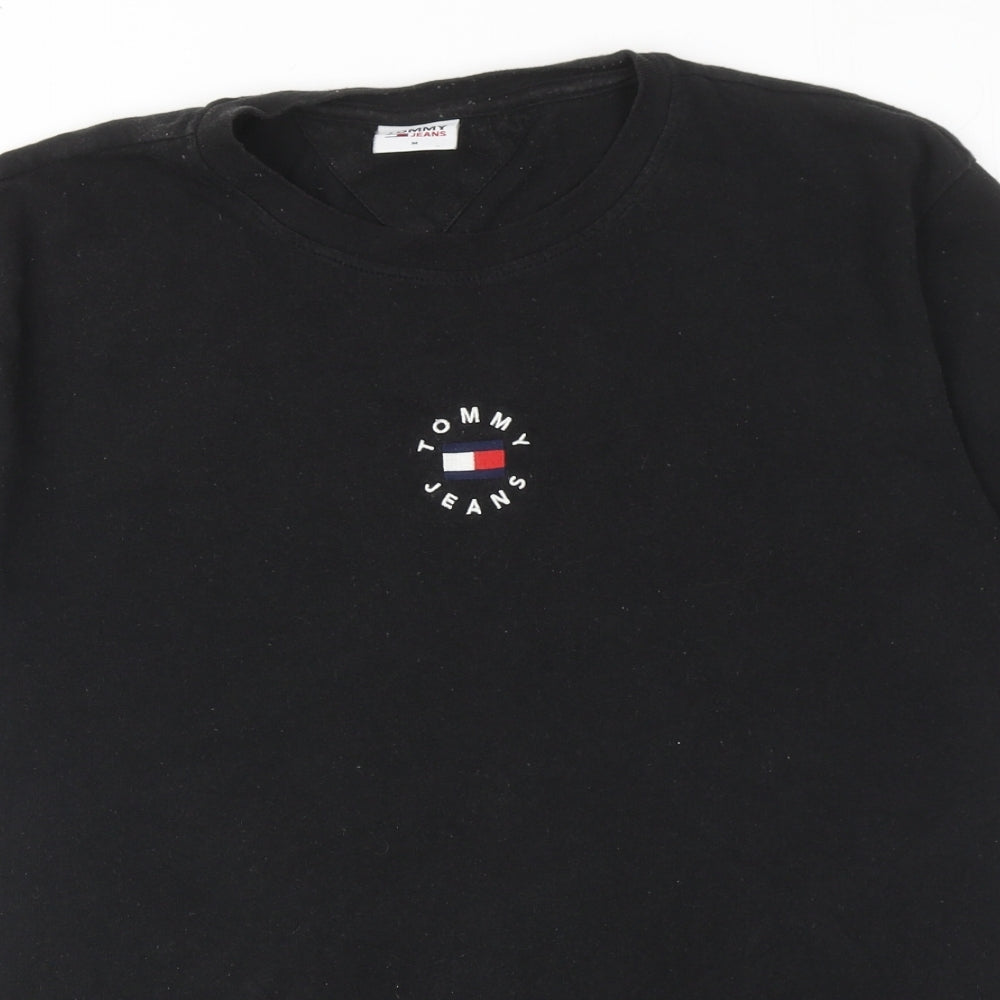 Tommy Jeans Mens Black Cotton T-Shirt Size M Round Neck