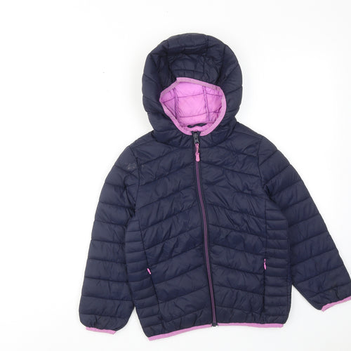Marks and Spencer Girls Blue Quilted Jacket Size 6-7 Years Zip