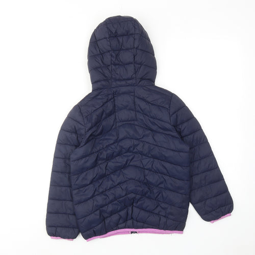 Marks and Spencer Girls Blue Quilted Jacket Size 6-7 Years Zip