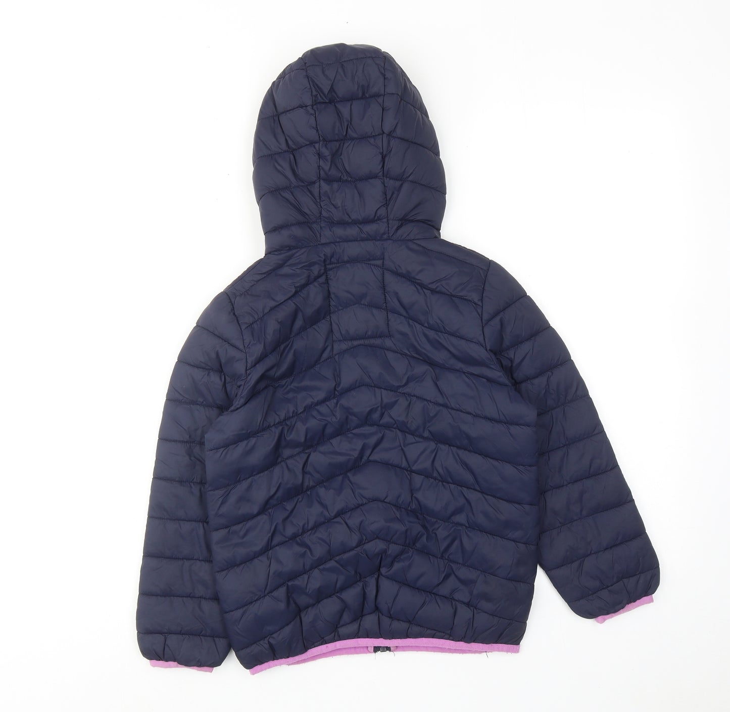 Marks and Spencer Girls Blue Quilted Jacket Size 6-7 Years Zip