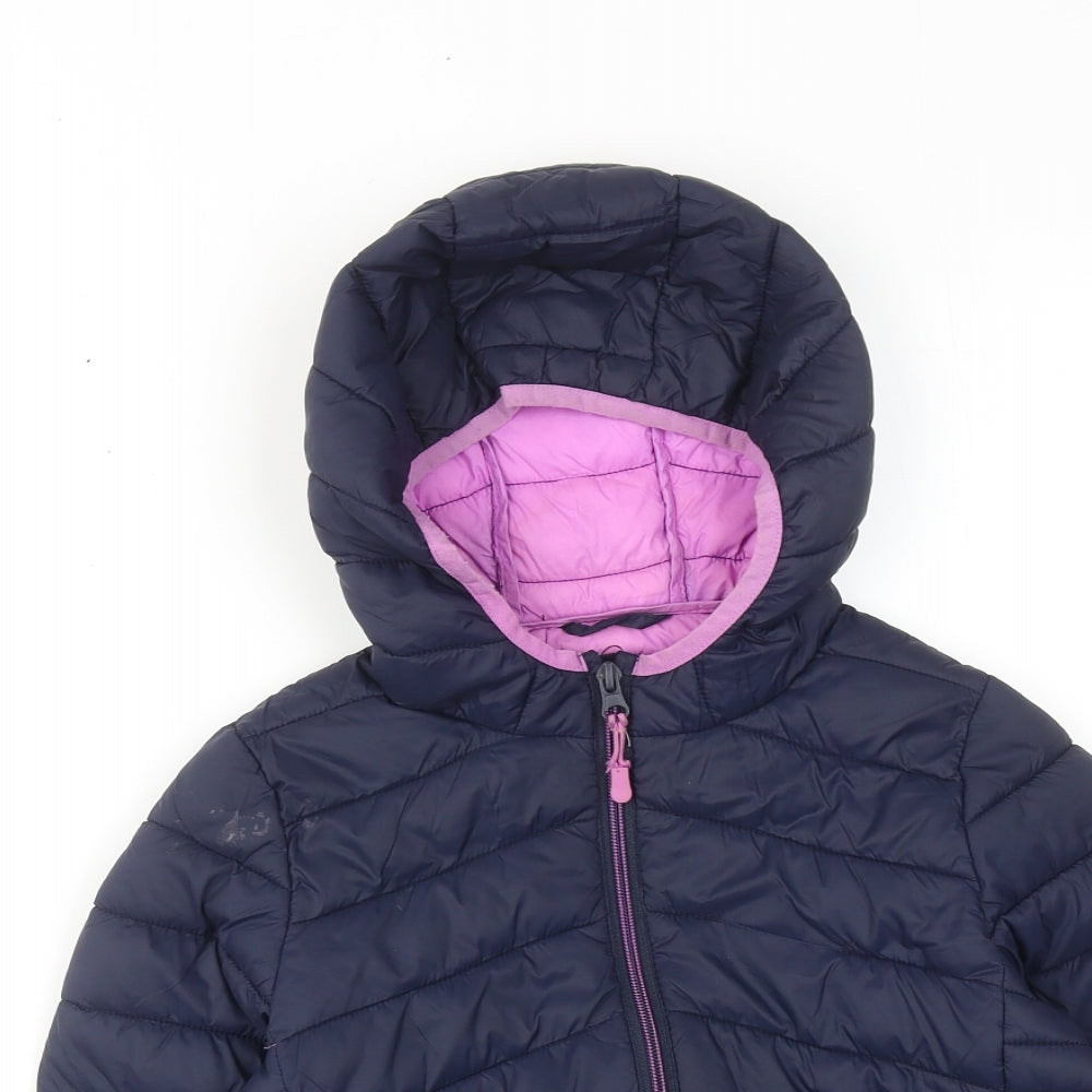 Marks and Spencer Girls Blue Quilted Jacket Size 6-7 Years Zip
