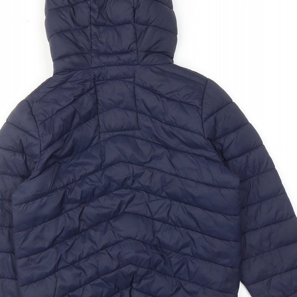 Marks and Spencer Girls Blue Quilted Jacket Size 6-7 Years Zip