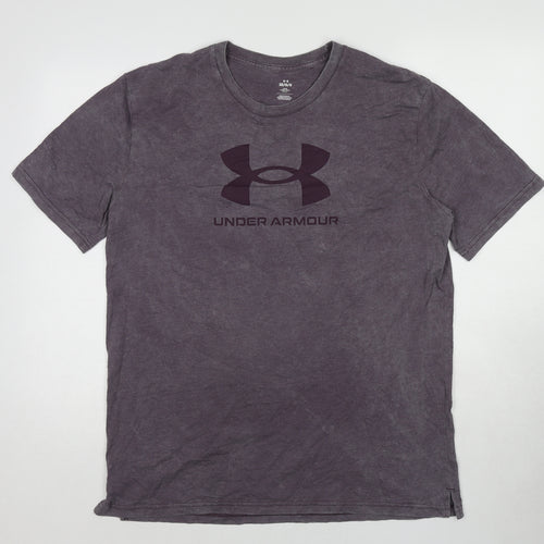 Under armour Mens Purple Cotton T-Shirt Size L Round Neck
