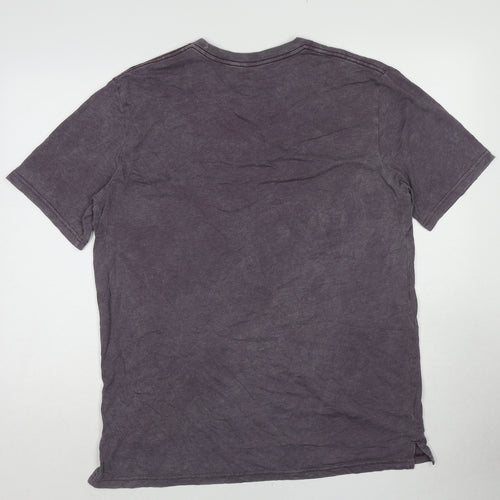 Under armour Mens Purple Cotton T-Shirt Size L Round Neck