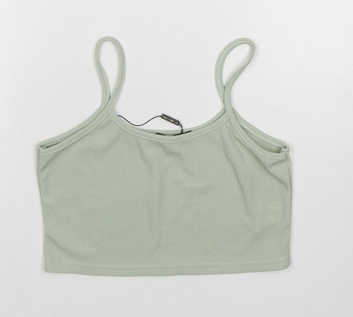 I SAW IT FIRST Womens Green Polyester Cropped Tank Size 10 Round Neck