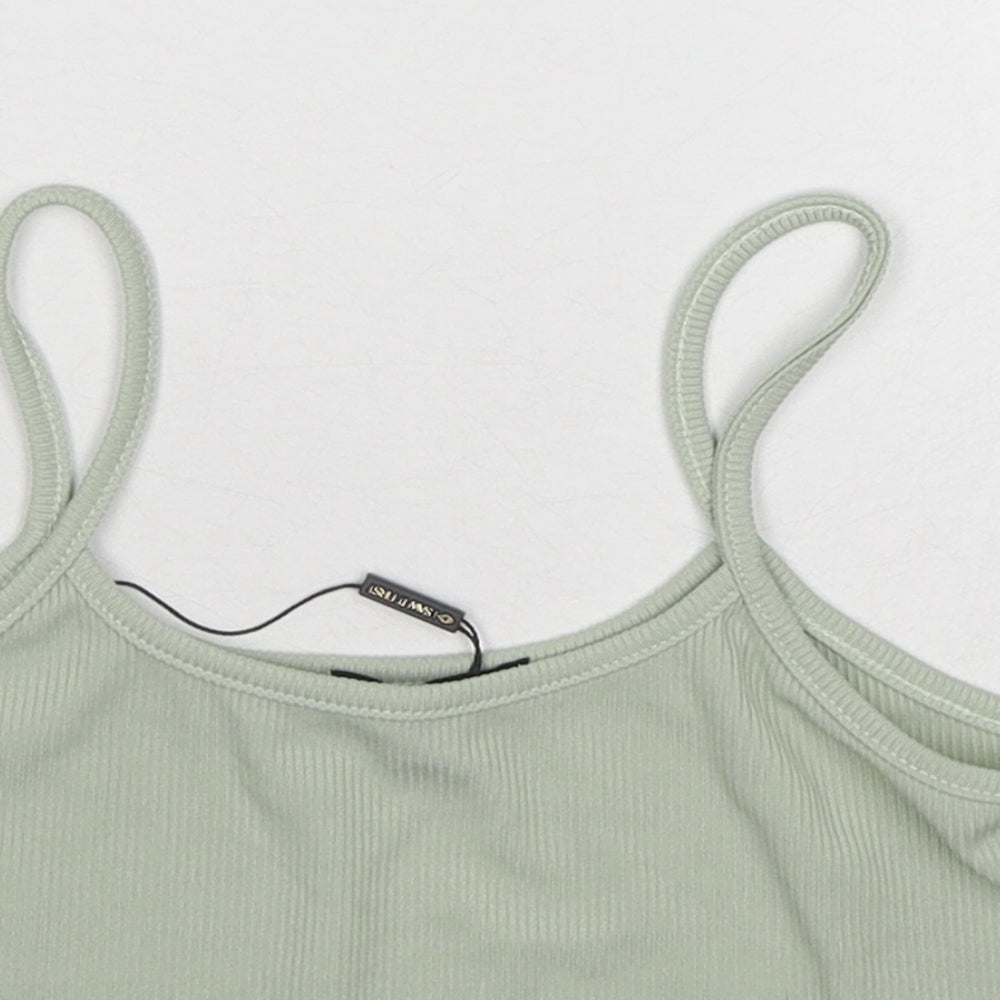 I SAW IT FIRST Womens Green Polyester Cropped Tank Size 10 Round Neck