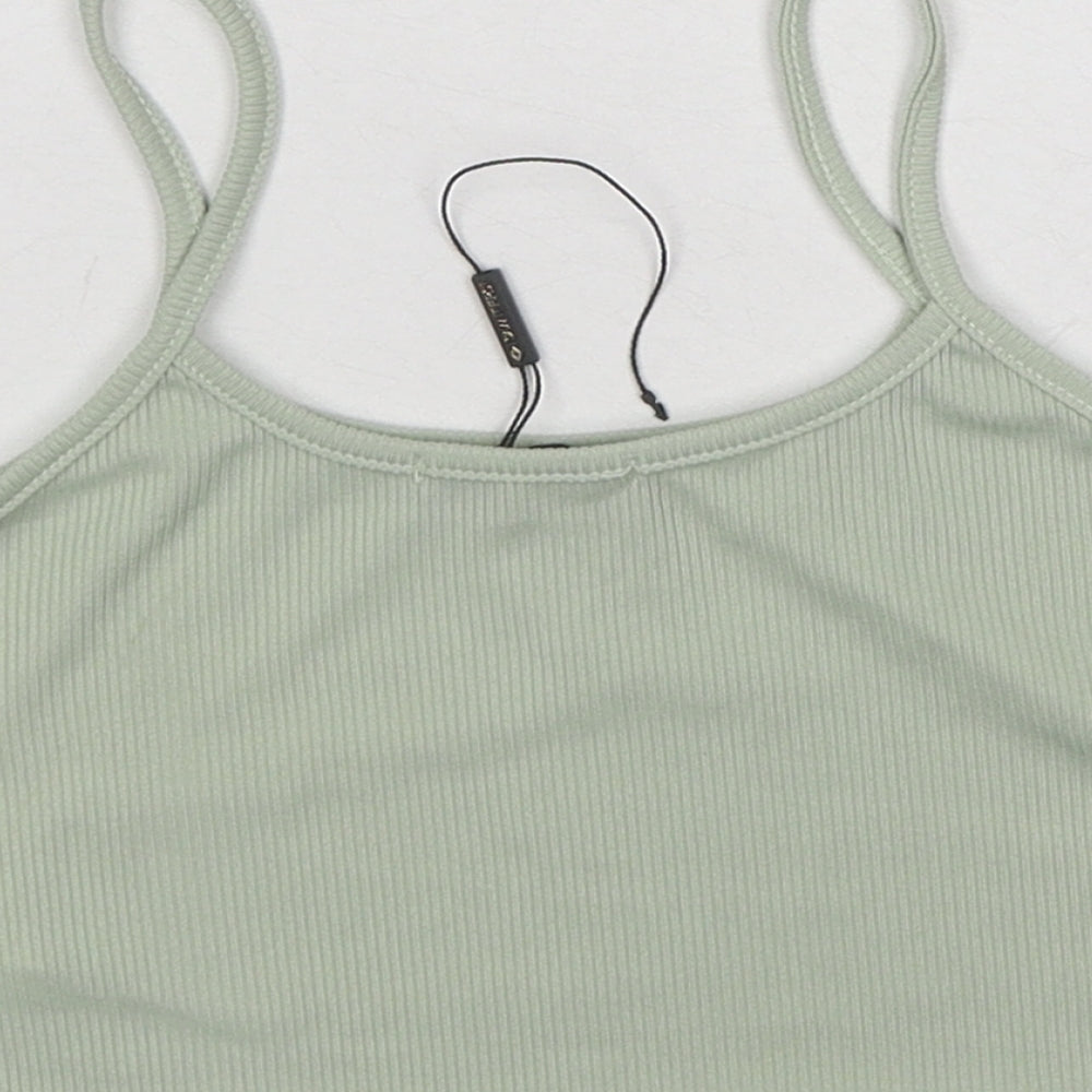I SAW IT FIRST Womens Green Polyester Cropped Tank Size 10 Round Neck