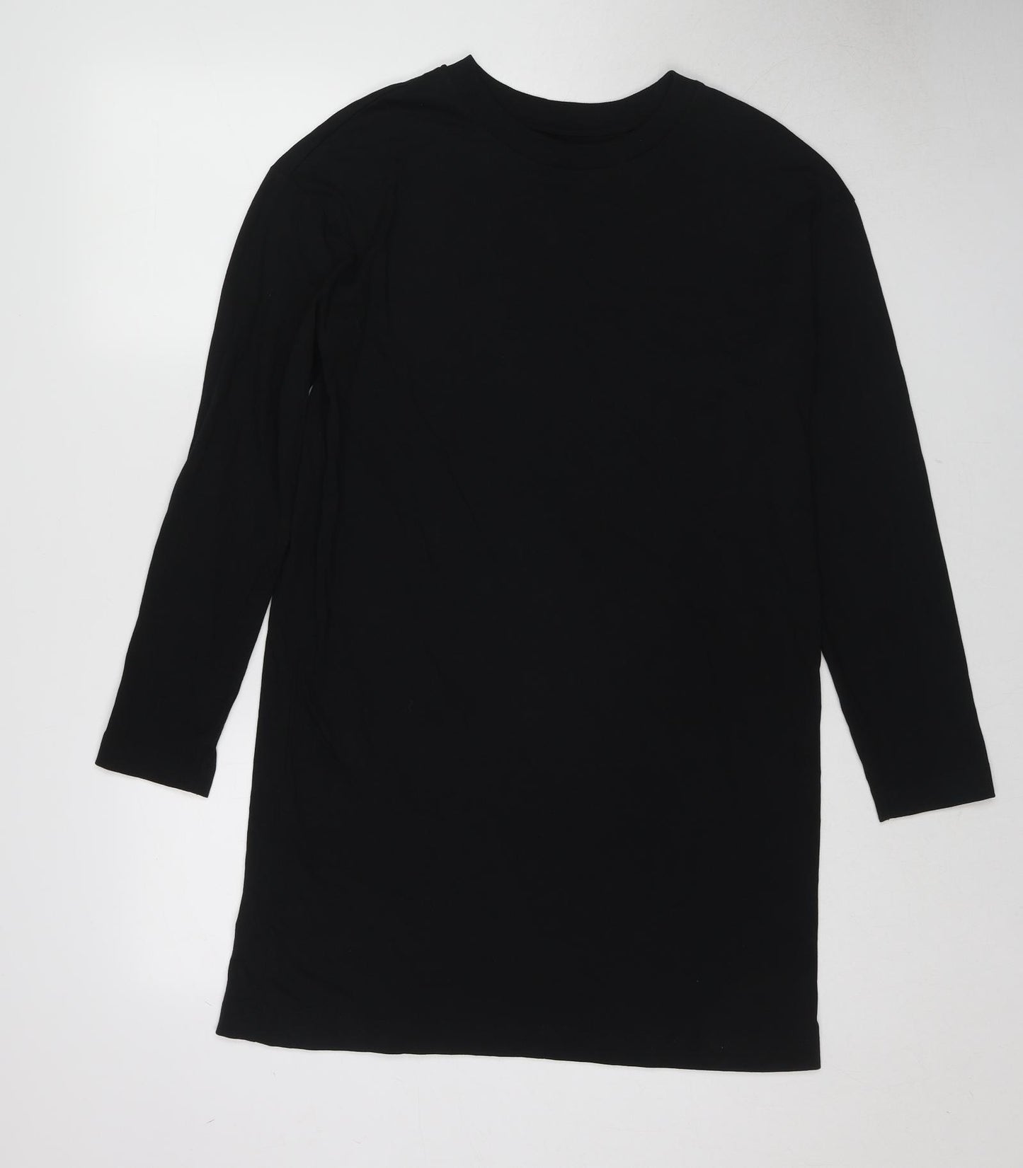 Brave Soul Womens Black Cotton Jumper Dress Size 12 Round Neck Pullover