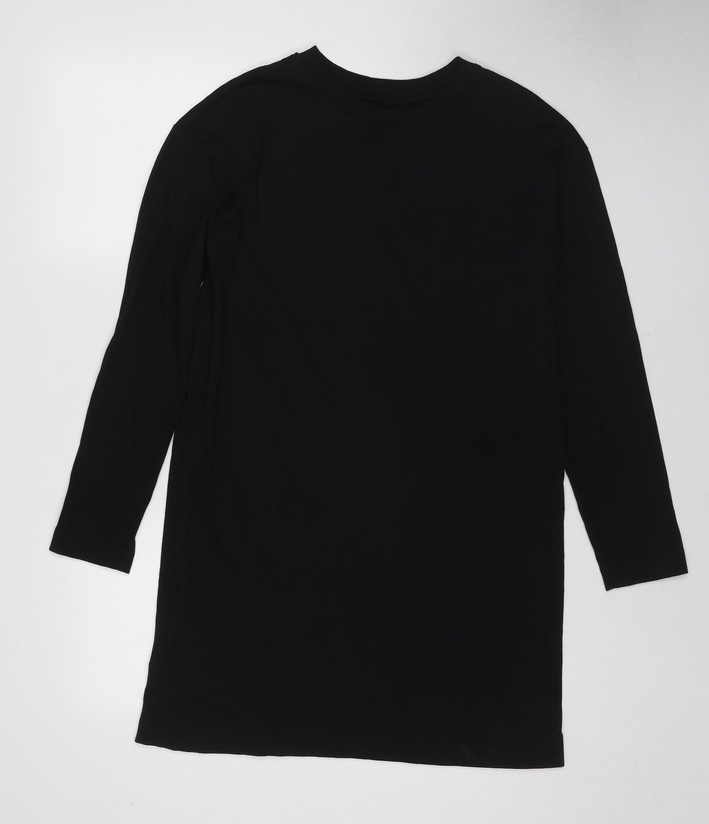 Brave Soul Womens Black Cotton Jumper Dress Size 12 Round Neck Pullover