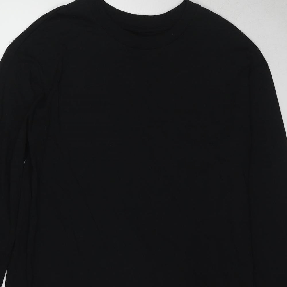 Brave Soul Womens Black Cotton Jumper Dress Size 12 Round Neck Pullover