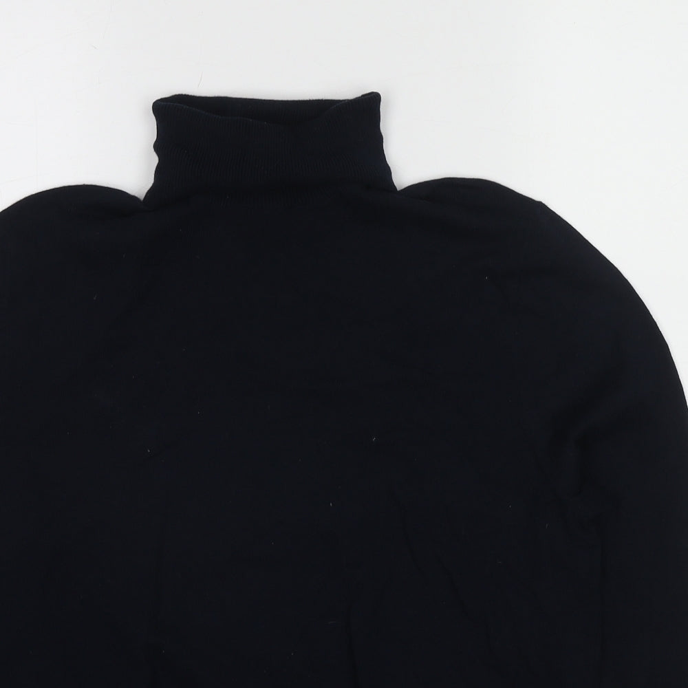 Burton Mens Blue Roll Neck Cotton Pullover Jumper Size M Long Sleeve
