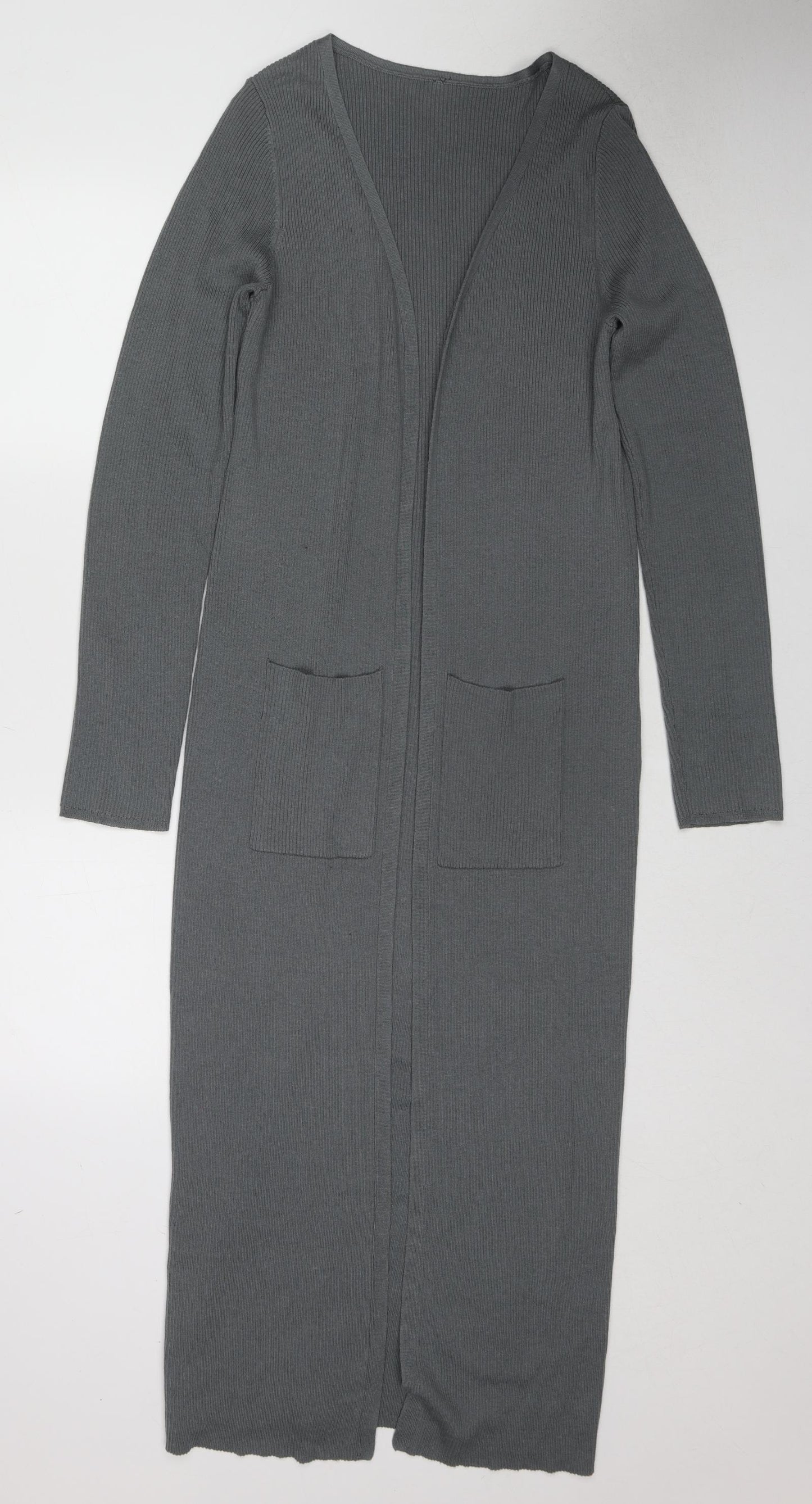 As You Womens Grey V-Neck Acrylic Cardigan Jumper Size 14