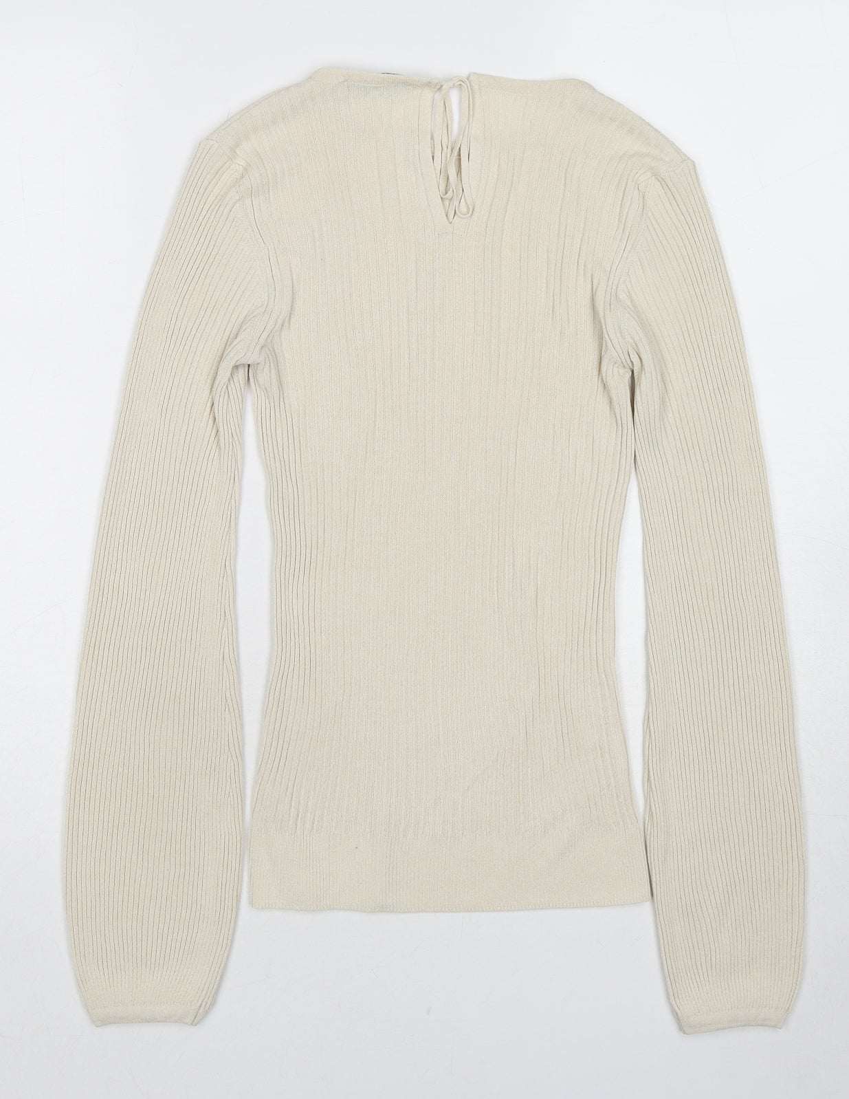 NEXT Womens Beige Round Neck Polyester Pullover Jumper Size 8