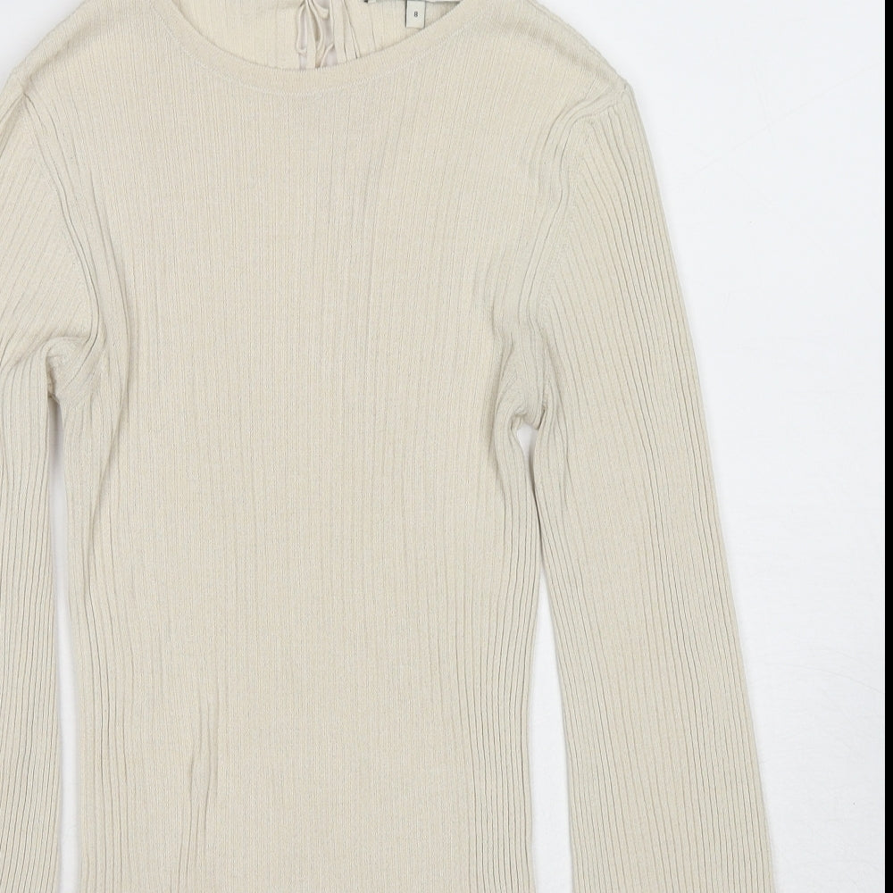 NEXT Womens Beige Round Neck Polyester Pullover Jumper Size 8
