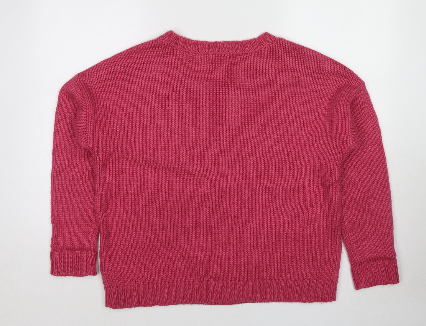 Indigo Womens Pink Round Neck Acrylic Pullover Jumper Size 16