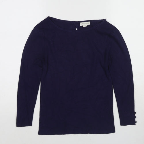 Monsoon Womens Blue Boat Neck Viscose Pullover Jumper Size 10