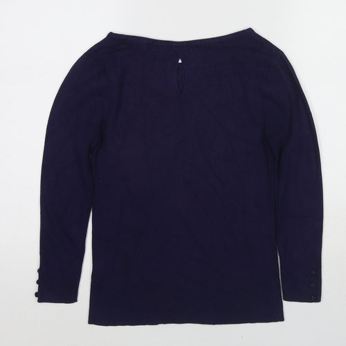 Monsoon Womens Blue Boat Neck Viscose Pullover Jumper Size 10
