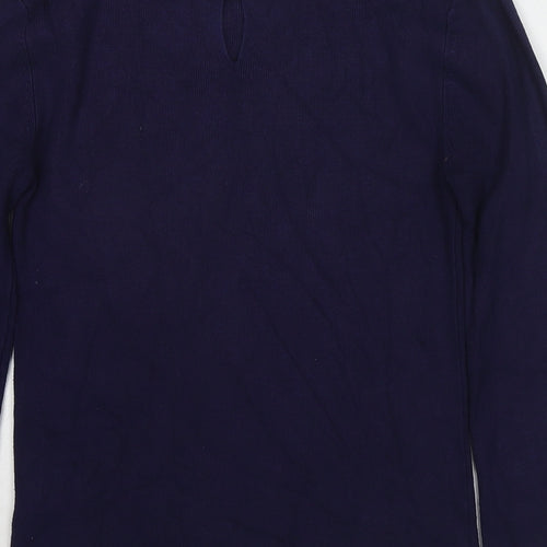 Monsoon Womens Blue Boat Neck Viscose Pullover Jumper Size 10