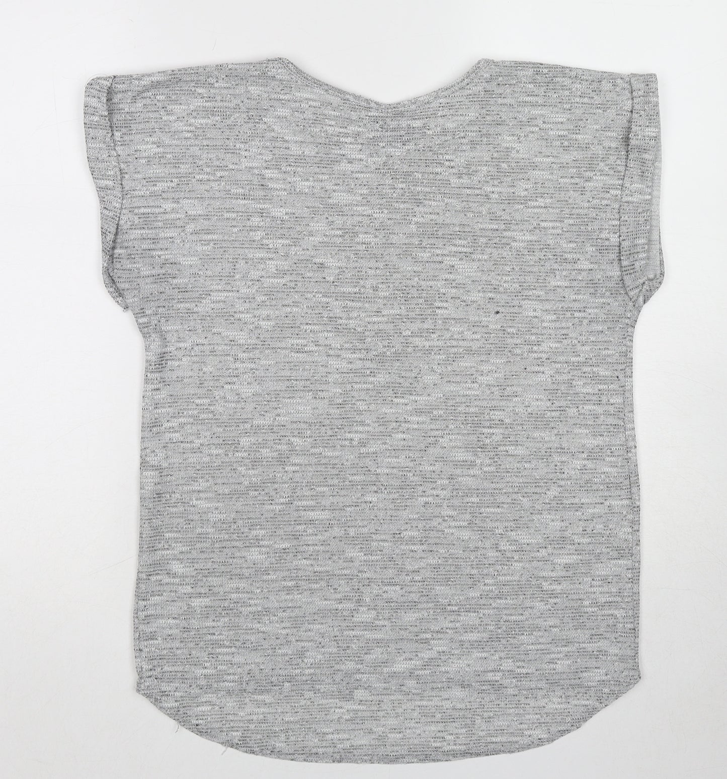 Izabel Womens Grey Geometric Cotton Basic T-Shirt Size 12 Round Neck