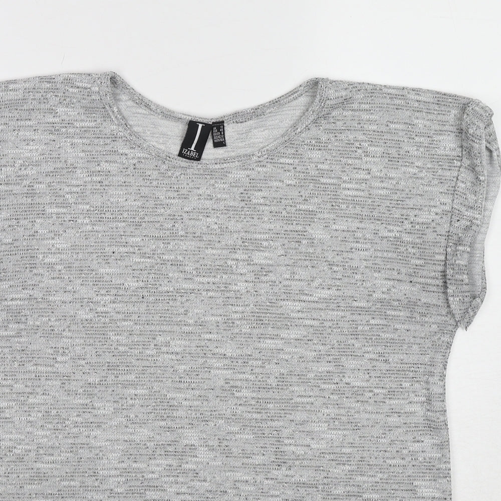 Izabel Womens Grey Geometric Cotton Basic T-Shirt Size 12 Round Neck