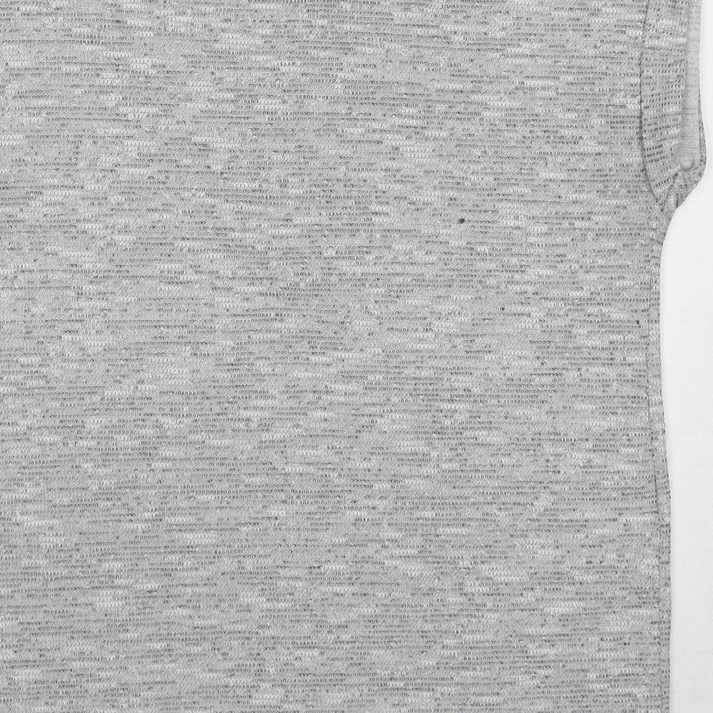 Izabel Womens Grey Geometric Cotton Basic T-Shirt Size 12 Round Neck